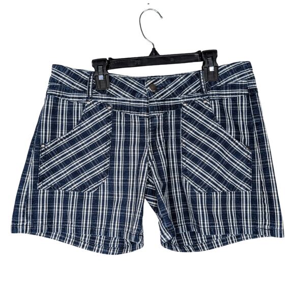 BCBGMaxAzria Pants - Vintage Y2K BCBG Max Azria Low Rise Cotton Plaid Hot Pants Shorts Navy 8